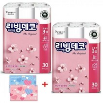 삼정 3겹 리빙 데코 벚꽃 화장지(재생) 30m*30롤*2pack+여행용티슈 40매*2pack