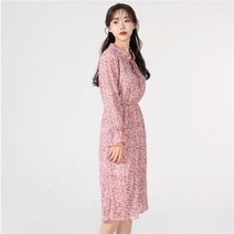 셀러허브 여성패션 여자 꽃무늬 중간 잔주름 프릴 페미닌 드레스