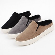 (국내제작)프리티슈 여성 통굽 슬립온 스웨이드 기모 블로퍼 뮬 슬리퍼 (3cm)