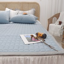 이즈베딩 마이크로 선염 린넨 마 워싱 여름패드 여름 침대패드 (SS/Q/K), 30cm고무밴드추가, 블루