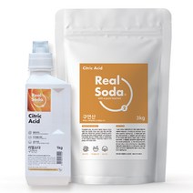 리얼소다 무수 구연산 프리미엄 보틀 1kg+팩 3kg (4kg)세탁 세정제 섬유유연제 식용구연산 파우더 소다, 무수구연산 보틀 1kg+팩 3kg