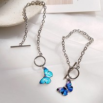 다왕 ffZB199 푸른빛 나비 사슬 고리 팔찌 (연블루+진블루)