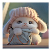 러블리 가방을 멘 토끼 큐티 복토끼 일러스트 홈데코 보석십자수 DIY만들기 세트 토끼띠 마스코트 생일 기념일 선물 집들이 개업 선물 스트레스 해소 취미생활 수공예 키트, 가방을 멘 토끼_05