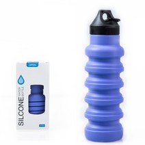 ANYOU 실리콘물병 여행용 물컵 아웃도어 스포츠 접이식 550ml, 플라스틱 컵 뚜껑, 푸른 색