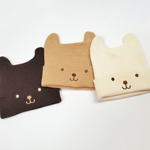 곰돌이 아기 면 비니 겨울 유아 니트 털모자 방한모자
