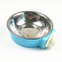 고양이용품점 강아지용품점 강아지고양이편의점 새로운 스테인레스 스틸 교수형 그릇 고정 개 케이지 그릇을 걸 수 있습니다 분리형 작은 큰 개 피더 물 음식 그릇, 푸른, l