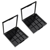 Royalways 2pcs 스퀘어 빈 아이 섀도우 파우더 립스틱 블러쉬 팔레트 박스 케이스 12 그리드, 9.9 x 9.6 x 1.5cm, 검정, 플라스틱