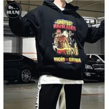 고퀄 GREATEST WWE 디지털 전사 나염 프린팅 빅사이즈 오버핏 박스 쭈리 후드 후드티