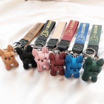 벤쿠쿠 2+1 불독 강아지 자동차 키홀더 열쇠고리 가방걸이 키링 6종컬러, 핑크