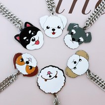 강아지 이름표 인식표 애견 목걸이 써지컬스틸, 발바닥흰색
