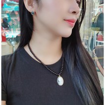 블랙 진주 까메오 목걸이