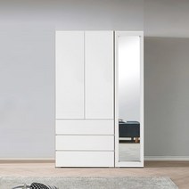 스칸디무드 커스트 터치 원룸 미니 3단서랍 전신거울 1200 옷장세트, 차콜그레이