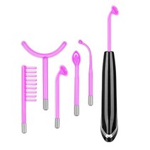 고주파 마사지기 바디 얼굴 6-In-1 High Frequency Facial Hair/Scalp Stimulator Cosmetic Instrument Ski, 04 Black Purple