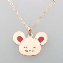 14K 체인포함 스마일제리 쥐띠 미아방지목걸이 쥐 BP1010, 단품
