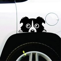 강아지 그림 차량용 부착 스티커 익스테리어 자동차꾸미기 캠핑카스티커 바이크스티커, 화이트