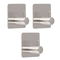 접착식 스텐 3M 강력 부착걸이 벽걸이 후크, 싱글 후크 실버(3개입)