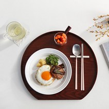 푸코 옻칠 반달 우드트레이 쟁반, 다크브라운