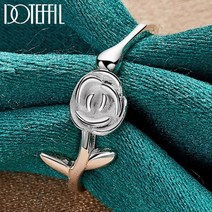 옥반지 혼주반지 가락지 DOTEFFIL 925 스털링 실버 장미 꽃 반지 여성을 남자 패션 웨딩 약혼 파티 매력 쥬얼리
