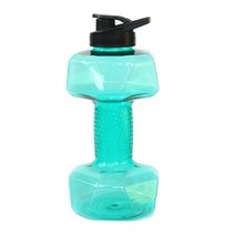 550-2600ml 병 아령 모양의 피트니스 체육관 훈련 컵 Turnhalle 운동 야외 캠핑 주전자 버클이있는 플라스틱 투명, 그린 1500ml