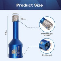 타일컷팅기 절단기 BRSCHNITT Dia6-125mm 구멍 톱 드릴 다이아몬드 비트 화강암 대리석 석재용 도자기 타일 크라운 드릴링 코어 1 개, 03 1pc 10mm M14