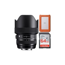 Sigma 시그마 14-24mm F28 DG HSM 아트렌즈 Canon용 외장형 포터블 하드 드라이브와 64GB 메모리 카드 포함 세 아이템, 상세페이지 참조