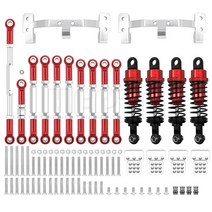원격 조종 RC 너트 잠금 장치가있는 금속 조향 링크 타이로드 마운트 충격 흡수 장치 키트 1/12 MN D90 D91 MN40 MN45 MN99 MN99s 1/16 WPL C14, [05] WPL red silver
