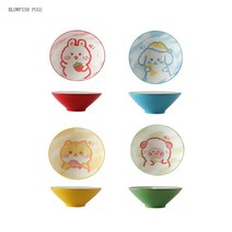 BLOWFISH FUGU도자기 냉면 그릇4p/1p 우동그릇 일본식 우동그릇 큐티 삿갓 라면 그릇+랜덤 사은품, A+B+C+D