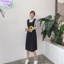 F26121 러블리 소녀 감성 옆단추 면 점프수트 원피스