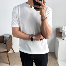 구스마켓 남성용 브이 트임 반팔 티셔츠