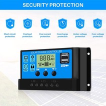 태양광 솔라 컨트롤러 콘트롤러 12V 24V 자동 태양 전지 패널 배터리 레귤레이터 PWM 태양열 충전기 지능형 LCD 10A 20A 30A 40A 50A 60A 충전, [04] 10A, 04 10A