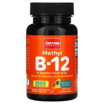 Jarrow 포뮬러 메틸 B12 트로피컬 맛 2500mcg 츄어블 100정