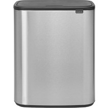 Brabantia Bo Touch Top 쓰레기통 1 x 50.6L16갤런 버킷화이트 부드러운 개폐식 주방 쓰레기 및 재활용 캔 탈착식 칸 포함 USA 미국, Matt Steel FPP