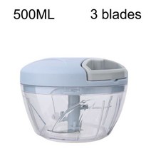 채썰기 마늘슬라이스 양배추슬라이서 500900ML 수동 고기 Mincer 마늘 쵸퍼 회전 프레스 크러셔 야채 양파 커터 주방 요리 액세서리, 500ml Blue