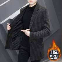 남자반코트 겨울 가을 패션 캐주얼 멋진 격자 무늬 재킷 청 의류 남성 하프 코트