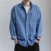 남성용 봄가을 데님남방 캐주얼 긴팔 청셔츠 아우터 빅사이즈 SFW0209002