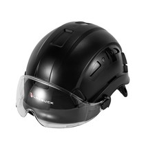 경량 안전모 헬맷 충돌 방지 눈 머리 보호 작업 현장, 검은색 안전모 + 투명 고글, 1개
