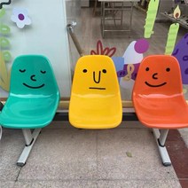 [2인 3인 4인 5인] DIY 원하는 색상과 순서를 고를 수 있는 주문제작 의자 쇼핑몰 카페 매장 대기의자 감성의자, 7.웃는 얼굴 스티커가 있는 3인용