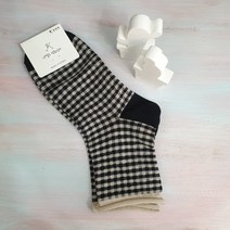 귀여운 체크 돌돌이 데일리 여성 중목 양말