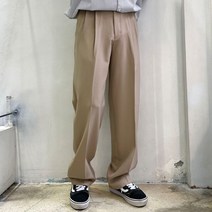 라운지21 남자 기본 투턱 통 와이드 슬랙스
