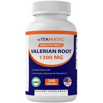 Vitamatic 발레리안 루트 쥐오줌풀 1300mg 240캡슐, 1개, 기본