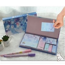 선물용 메모지스티커 체크리스트 접착 떡 메모지 벛꽃디자인