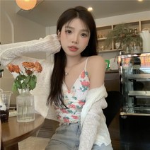 달콤한 플라워 나시 코디 니트 카디건