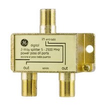 GE 디지털 2-Way 동축 케이블 스플리터 2.5GHz 5-2500MHz RG6 호환 HD TV 위성 고속 인터넷 증폭기 안테나 금도금 커넥터 내식성 33526, 1팩_스플리터