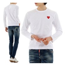 꼼데가르송 AZ T118 WHITE 레드하트 와펜 티셔츠
