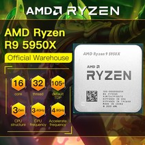 CPU AMD R9 5950X CPU 3.4 GHz 16 코어 32 스레드 사무실 게임 프로세서 AM4 100000000059 라이젠 9 7NM L3, 한개옵션0