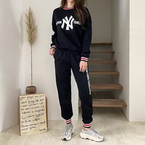 그레이스 기모 나염 루즈핏맨투맨 조거팬츠 상하의세트