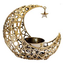 2x Eid 촛대 파티 용품 중앙 장식품 책상 실내 결혼식을 위한 달 모양, 금속, 황금