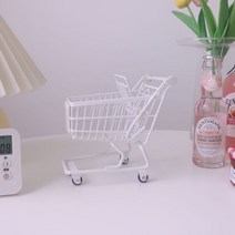 촬영용 미니카트 쇼핑카트 사진 소품, 화이트 쇼핑카트