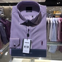에작] 남성와이셔츠 스트레치 런던 스트라이프 신사자수 슬림핏긴팔셔츠YJ1FBS919-PP)