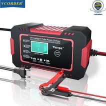 밧데리 방전 6A 12V 디지털 자동차 배터리 충전기 완전 수리 오토바이 SUV Stea 12v, 02 EU plug  Red